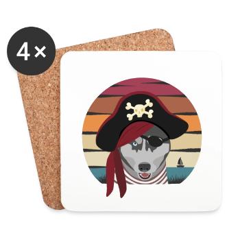 Piratenhund - Untersetzer (4er-Set) - Weiß - Vorne
