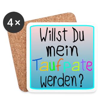 BABY TAUFE - TAUFPATE WERDEN - Untersetzer (4er-Set) - Weiß - Vorne