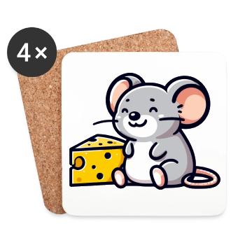 Käseliebhabermaus: Der Snacktime-Freund - Untersetzer (4er-Set) - Weiß - Vorne