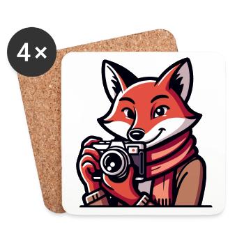 Shutter Fox: Der Schnappschuss-Abenteurer - Untersetzer (4er-Set) - Weiß - Vorne