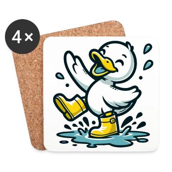 Splashy Quacker: The Puddle-Hopping Duck - Coasters (set of 4) - white - Front