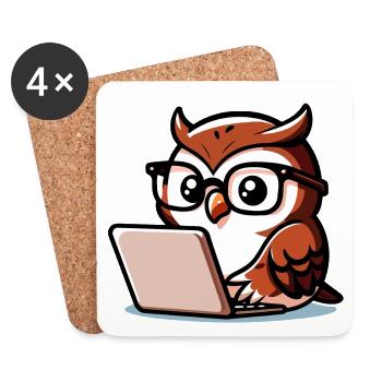 Wise Web Owl: The Knowledge Navigator - Coasters (set of 4) - white - Front