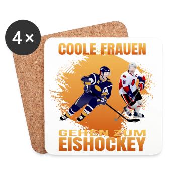 Coole Frauen gehen zum Eishockey - Untersetzer (4er-Set) - Weiß - Vorne