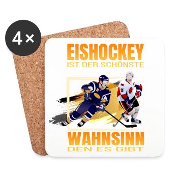 Eishockey ist der schönste Wahnsinn den es gibt - Untersetzer (4er-Set) - Weiß - Vorne