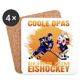 Coole Opas gehen zum Eishockey - Untersetzer (4er-Set) - Weiß - Vorne