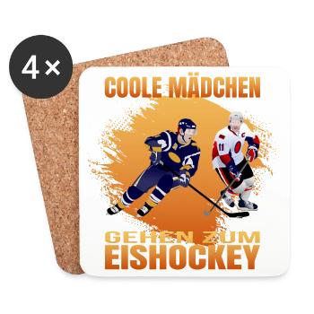 Coole Mädchen gehen zum Eishockey - Untersetzer (4er-Set) - Weiß - Vorne