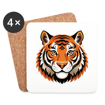 Tête de tigre - Dessous de verre (lot de 4) - blanc - Devant