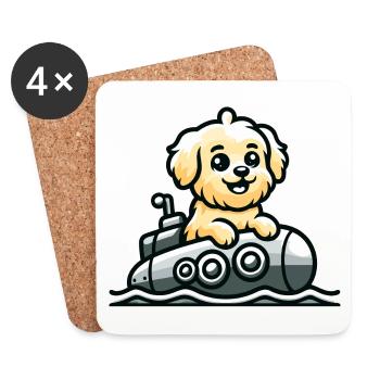 Adventure Pup: Der nautische Entdecker - Untersetzer (4er-Set) - Weiß - Vorne