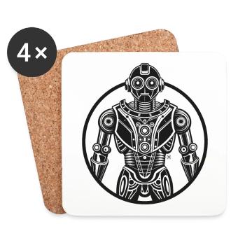Robot Retro Circular - Coasters (set of 4) - white - Front