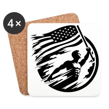 USA Patriot Hero Flag Grunge Vintage Look - Dessous de verre (lot de 4) - blanc - Devant