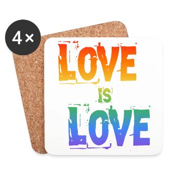 Liebe ist Liebe Regenbogen - Untersetzer (4er-Set) - Weiß - Vorne