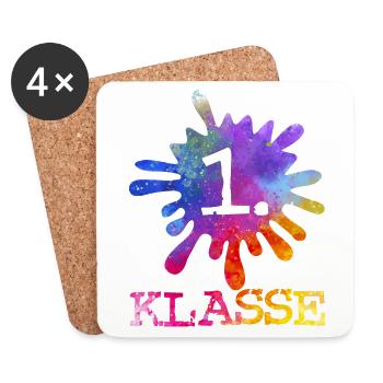 Colorful splash of color purple blue red yellow - 1st class - Coasters (set of 4) - white - Front