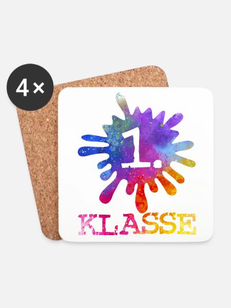 Bunter Farbklecks Lila blau rot gelb - 1. Klasse - Untersetzer (4er-Set) - Weiß