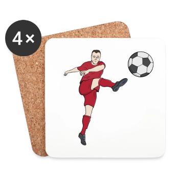 Coup de pied de football génial marquer un but au football - Dessous de verre (lot de 4) - blanc - Devant
