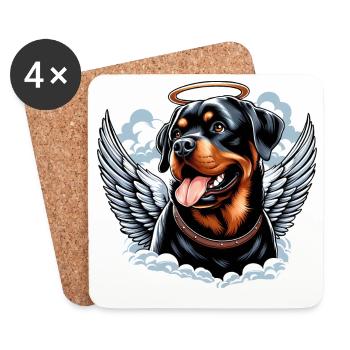 Doux Rottweiler Angel Halo - Dessous de verre (lot de 4) - blanc - Devant