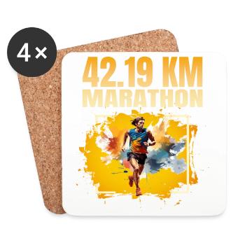 42 19 KM Marathon - Untersetzer (4er-Set) - Weiß - Vorne