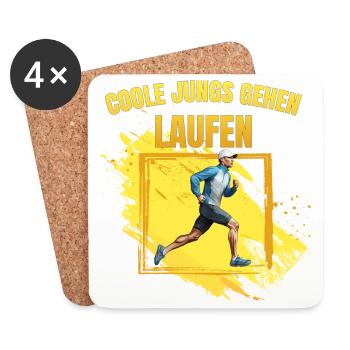 Coole Jungs gehen Laufen - Untersetzer (4er-Set) - Weiß - Vorne