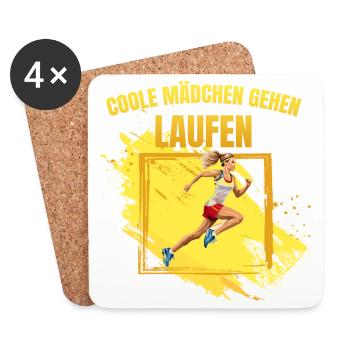 Coole Mädchen gehen Laufen - Untersetzer (4er-Set) - Weiß - Vorne