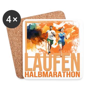 Laufen - Halbmarathon - Untersetzer (4er-Set) - Weiß - Vorne