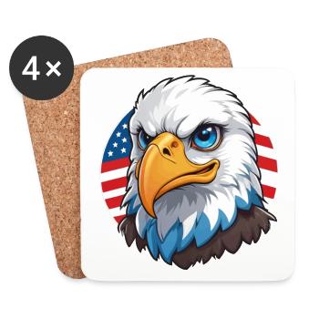 Drapeau des États-Unis Eaglehead Bald Eagle - Dessous de verre (lot de 4) - blanc - Devant
