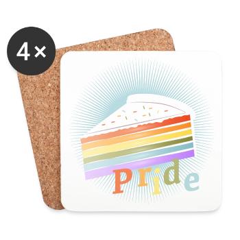 Piece of rainbow cake in delicate pastel colors - Coasters (set of 4) - white - Front