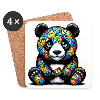 Panda - Dessous de verre (lot de 4) - blanc - Devant