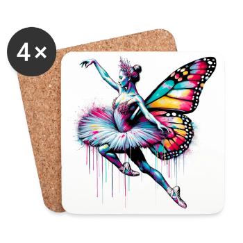 Ballerina with butterfly wings butterflies tutu - Coasters (set of 4) - white - Front