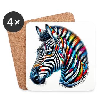 Zebra - Untersetzer (4er-Set) - Weiß - Vorne