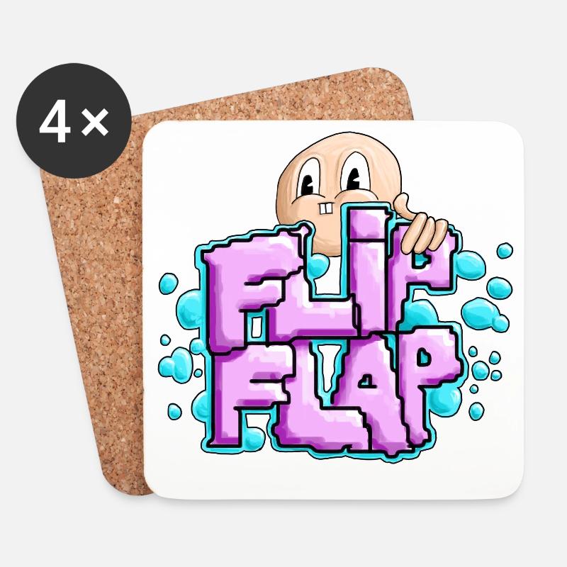Spaßiger Graffiti-Bubble Flip - Untersetzer (4er-Set) - Weiß