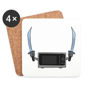 Microwave oven and the sword - Coasters (set of 4) - white - Front