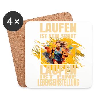 Laufen ist kein Sport... - Untersetzer (4er-Set) - Weiß - Vorne