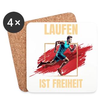 Laufen ist Freiheit - Untersetzer (4er-Set) - Weiß - Vorne