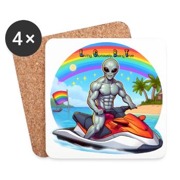 AlienJet Ski on the beach - Coasters (set of 4) - white - Front