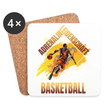 Adrenalin - Leidenschaft - Basketball - Untersetzer (4er-Set) - Weiß - Vorne