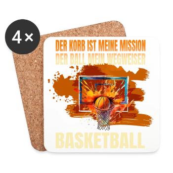 Der Korb ist meine Mission-Der Ball mein Wegweiser - Untersetzer (4er-Set) - Weiß - Vorne