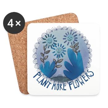 Plantez plus de fleurs - Dessous de verre (lot de 4) - blanc - Devant