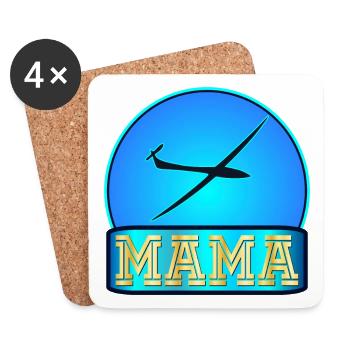 Segelfliegerin Pilotin MAMA - Untersetzer (4er-Set) - Weiß - Vorne