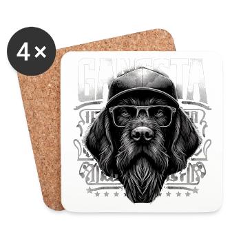 Allemand Wirehaired Gangster Gangster Chien Lunettes Ges - Dessous de verre (lot de 4) - blanc - Devant