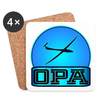 Großpapa werden - SEGELFLUGZEUG OPA - Untersetzer (4er-Set) - Weiß - Vorne