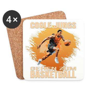 Coole Jungs gehen zum Basketball - Untersetzer (4er-Set) - Weiß - Vorne