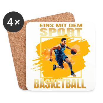 Eins mit dem Sport - Basketball - Untersetzer (4er-Set) - Weiß - Vorne