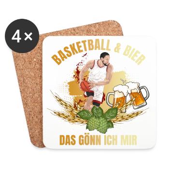 Basketball & Bier - Das gönn ich mir - Untersetzer (4er-Set) - Weiß - Vorne