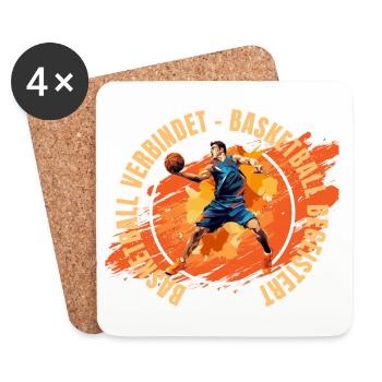 Basketball verbindet - Basketball begeistert - Untersetzer (4er-Set) - Weiß - Vorne