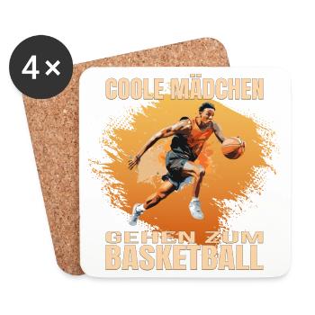 Coole Mädchen gehen zum Basketball - Untersetzer (4er-Set) - Weiß - Vorne
