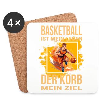 Basketball ist mein Leben - Der Korb mein Ziel - Untersetzer (4er-Set) - Weiß - Vorne