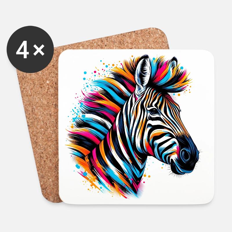 Zebra - Untersetzer (4er-Set) - Weiß