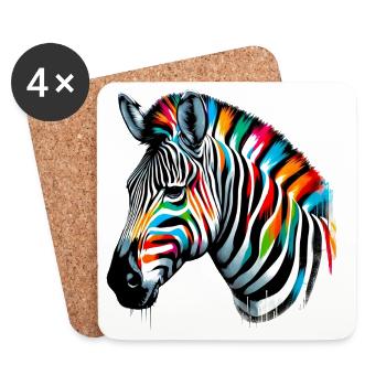 Zebra - Untersetzer (4er-Set) - Weiß - Vorne