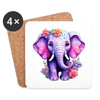Elefant Elefanten Motiv - Untersetzer (4er-Set) - Weiß - Vorne