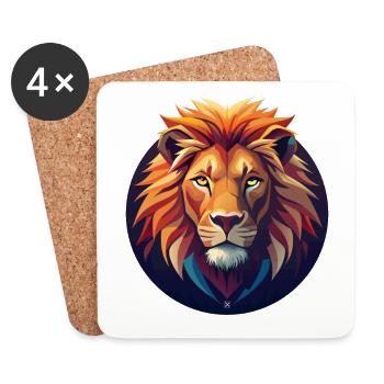 Lion chromatique en cercle - Dessous de verre (lot de 4) - blanc - Devant