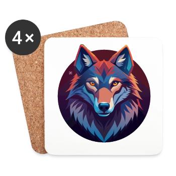Loup géométrique multicolore - Dessous de verre (lot de 4) - blanc - Devant